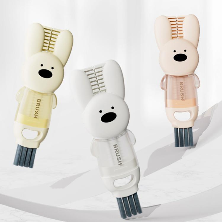 3 In 1 Cup Brush Rabbit Multifunction Crevice Bottle Insulated Mug Groove Rubber Ring Cleaning Brush(Pink) by bashfashion