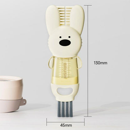 3 In 1 Cup Brush Rabbit Multifunction Crevice Bottle Insulated Mug Groove Rubber Ring Cleaning Brush(Beige) by bashfashion