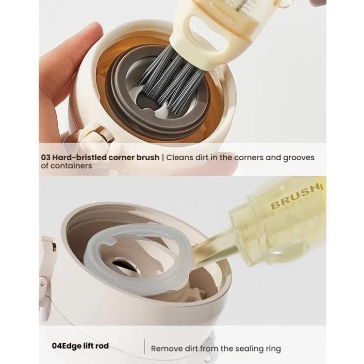 3 In 1 Cup Brush Rabbit Multifunction Crevice Bottle Insulated Mug Groove Rubber Ring Cleaning Brush(White) by bashfashion
