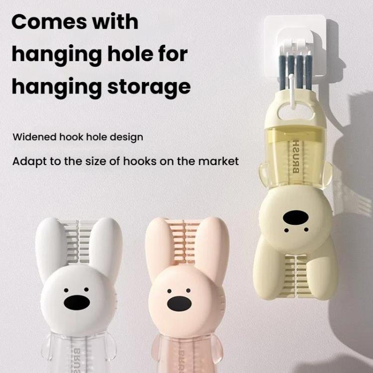 3 In 1 Cup Brush Rabbit Multifunction Crevice Bottle Insulated Mug Groove Rubber Ring Cleaning Brush(White) by bashfashion