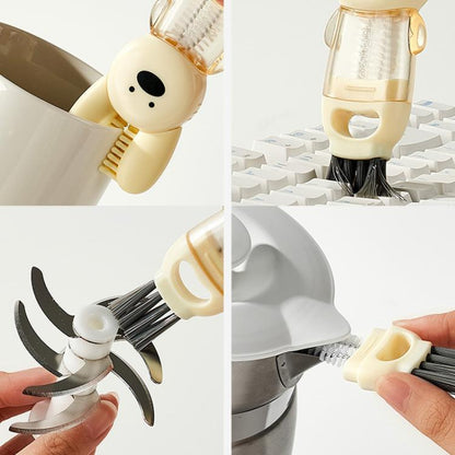 3 In 1 Cup Brush Rabbit Multifunction Crevice Bottle Insulated Mug Groove Rubber Ring Cleaning Brush(Beige) by bashfashion