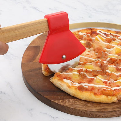 Axe Stainless Steel Pizza Cutter Baking Pizza Roller Knife Round Pie Cutter(Black) by bashfashion