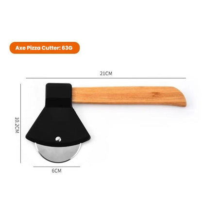 Axe Stainless Steel Pizza Cutter Baking Pizza Roller Knife Round Pie Cutter(Black) by bashfashion