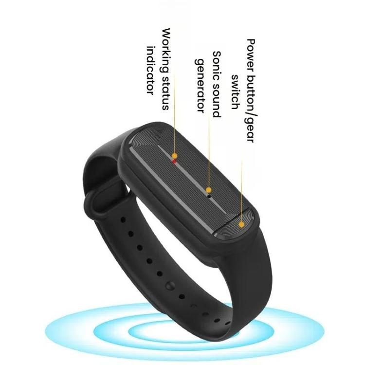 M90 Electronic Mosquito Repeller Adult Children Pregnant Women Outdoor Ultrasonic Anti-Mosquito Smart Bracelet(Black) by bashfashion