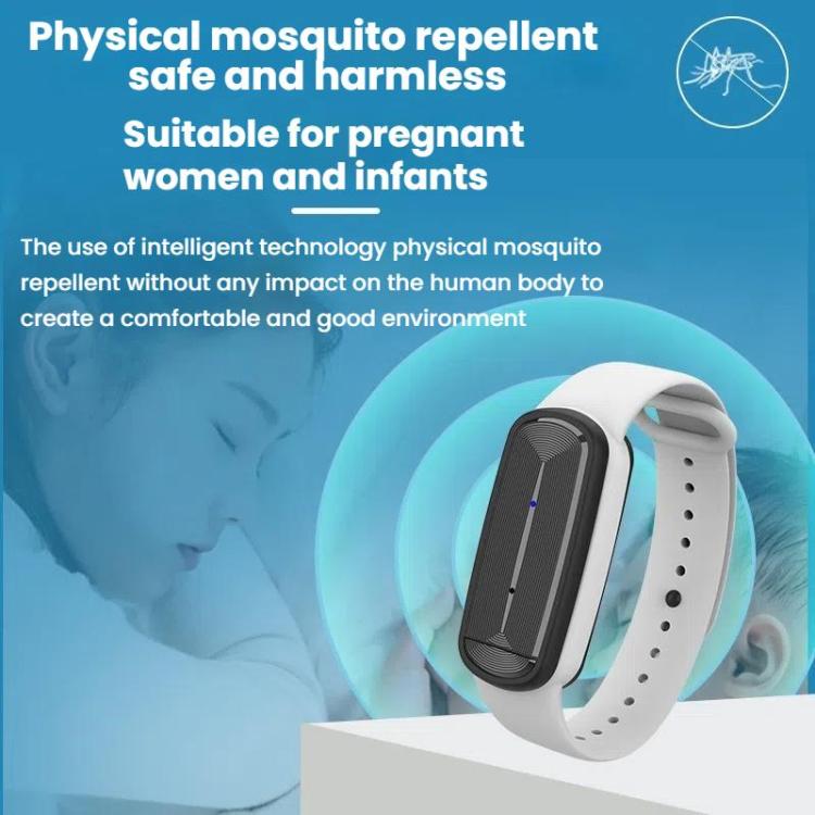 M90 Electronic Mosquito Repeller Adult Children Pregnant Women Outdoor Ultrasonic Anti-Mosquito Smart Bracelet(White) by bashfashion