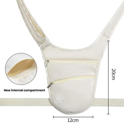 Breathable Sports Waist Pack Invisible Anti-Theft Men Women Travel Crossbody Phone Change Storage Bag(Beige) by bashfashion