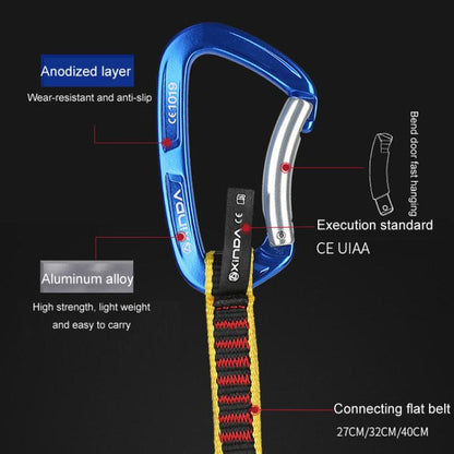 32cm XINDA XD-CP05/06 Outdoor Mountaineering Climbing Straight Door Curved Door Fast Hanging Safety Buckle Flat Belt by XINDA