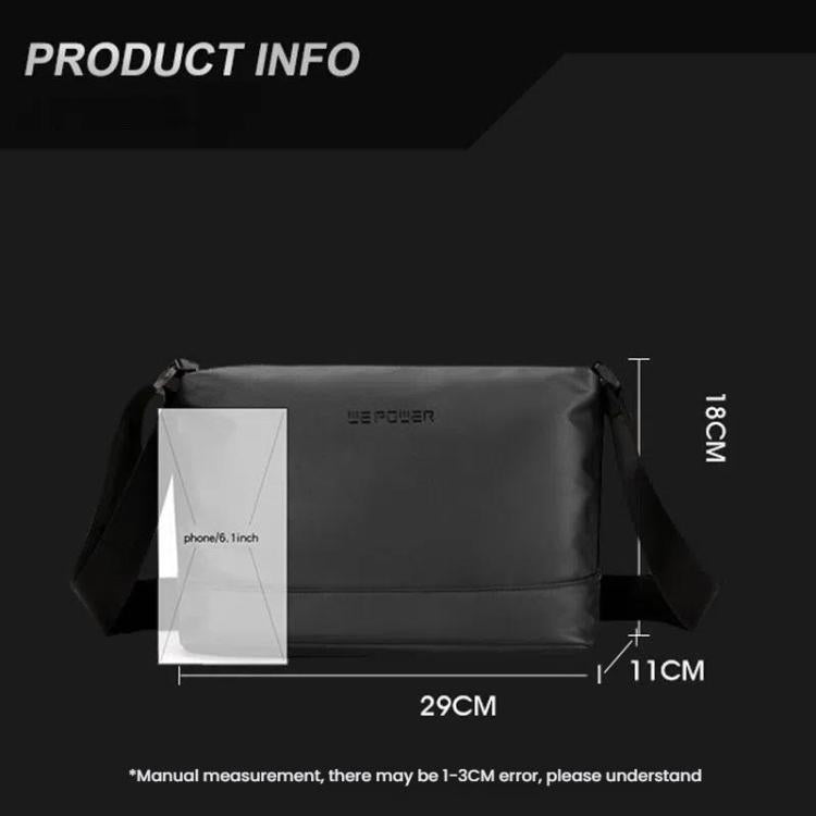 WEPOWER Simple Shoulder Bag For Men Light Casual Commuter Messenger Pack(Black) by WEPOWER