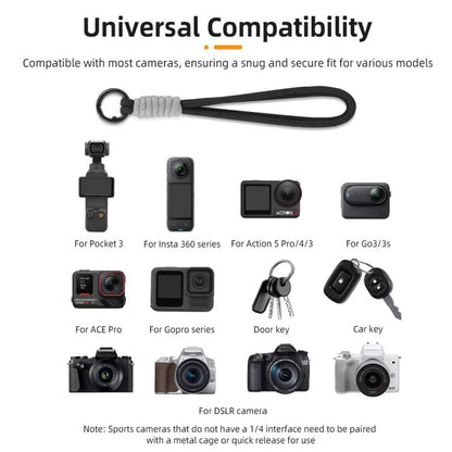 BRDRC Sports Camera Hand Lanyard With 1/4 inch Screw Loss Prevention Lanyard Wrist Strap Accessories(Light Pink Rope Blue Knot) by BRDRC