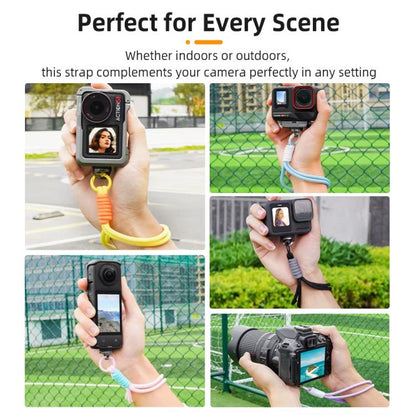 BRDRC Sports Camera Hand Lanyard With 1/4 inch Screw Loss Prevention Lanyard Wrist Strap Accessories(Yellow Rope Orange Knot) by BRDRC