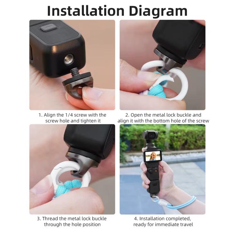 BRDRC Sports Camera Hand Lanyard With 1/4 inch Screw Loss Prevention Lanyard Wrist Strap Accessories(Purple Rope White Knot) by BRDRC