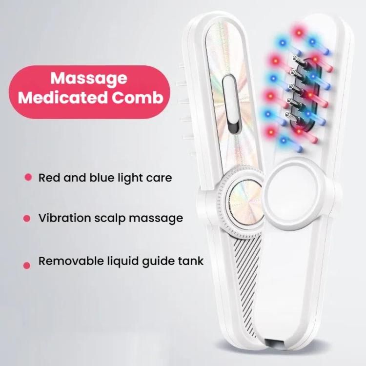 Hair Oil Applicator Roller Ball Red / Blue Light Electric Massage Comb Hair Regrowth Conductive Comb(Pink) by bashfashion