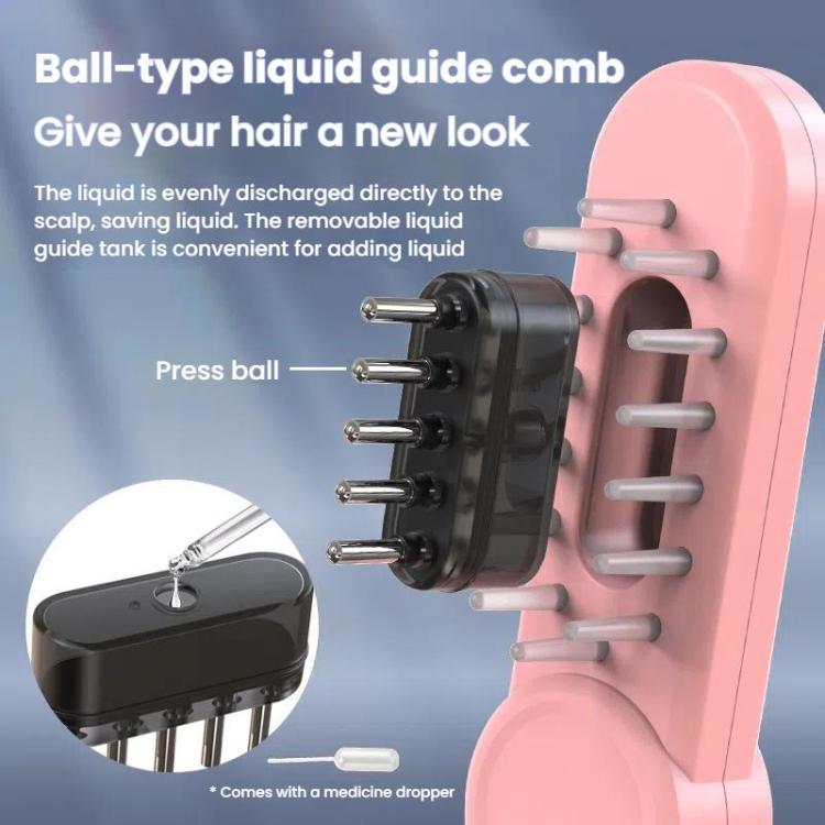 Hair Oil Applicator Roller Ball Red / Blue Light Electric Massage Comb Hair Regrowth Conductive Comb(Pink) by bashfashion