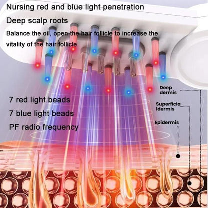 Hair Oil Applicator Roller Ball Red / Blue Light Electric Massage Comb Hair Regrowth Conductive Comb(White) by bashfashion