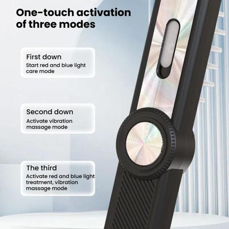 Hair Oil Applicator Roller Ball Red / Blue Light Electric Massage Comb Hair Regrowth Conductive Comb(White) by bashfashion