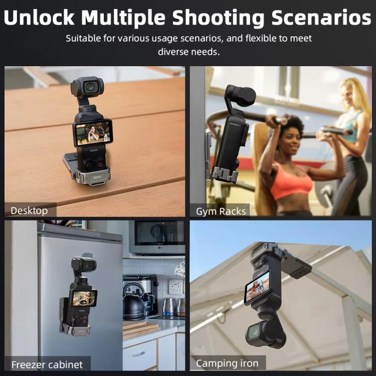 For DJI OSMO Pocket 3 BRDRC PO3005 Multi-functional Magnetic Base Expansion Back Clip Holder Adapter Bezel Accessory(Tarnish) by BRDRC