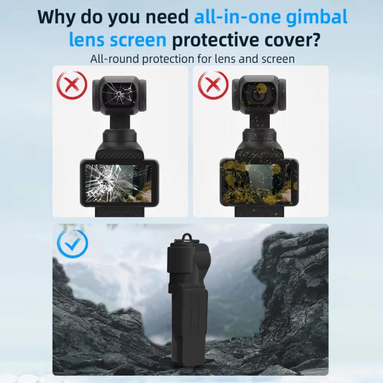 For DJI OSMO Pocket 3 BRDRC Lens Cap Camera Case Screen Protector Accessories(Black) by BRDRC