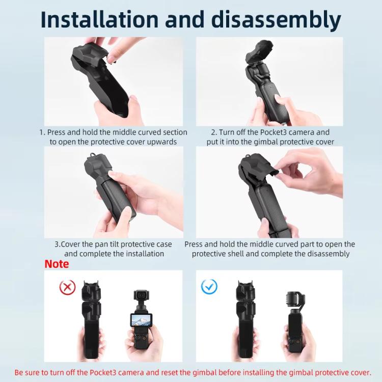 For DJI OSMO Pocket 3 BRDRC Lens Cap Camera Case Screen Protector Accessories(Black) by BRDRC