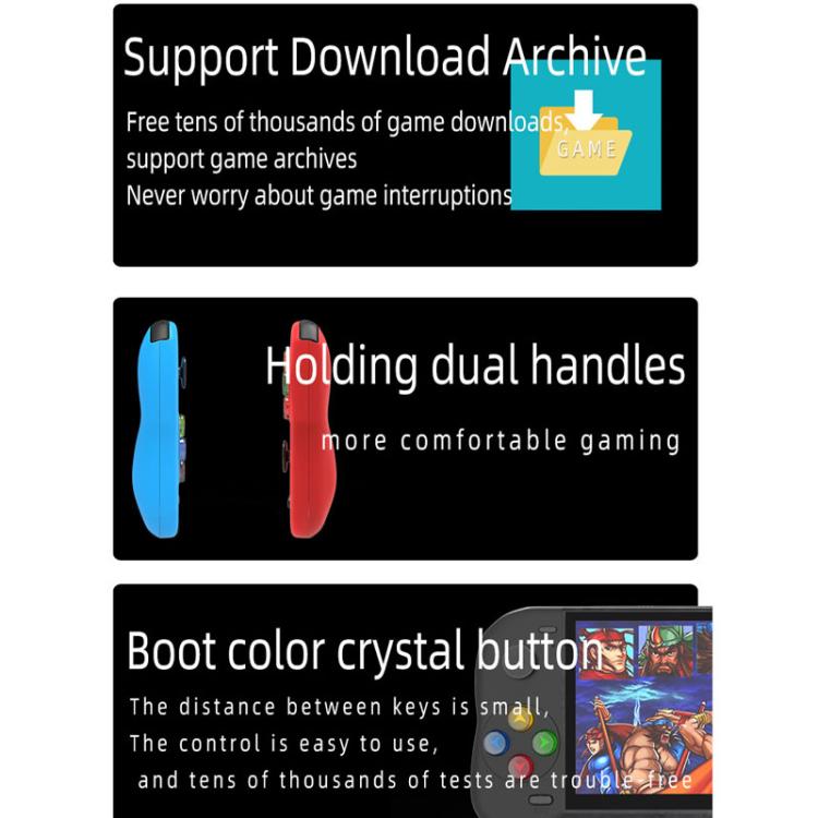 X19 Pro 5.1-inch Screen Handheld Game Console Supports AV TV Output With 8G Memory Card(Black) by bashfashion