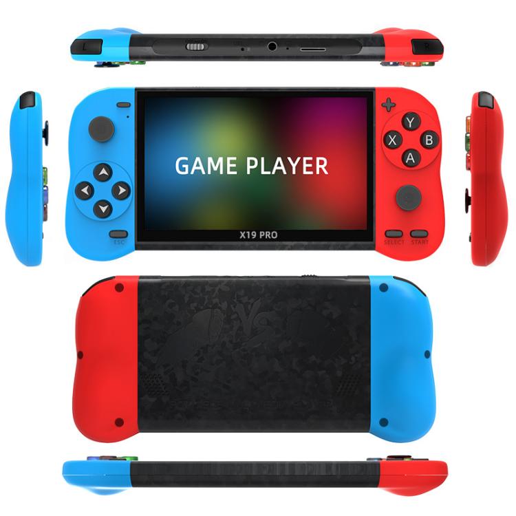 X19 Pro 5.1-inch Screen Handheld Game Console Supports AV TV Output With 8G Memory Card(Blue+Red) by bashfashion
