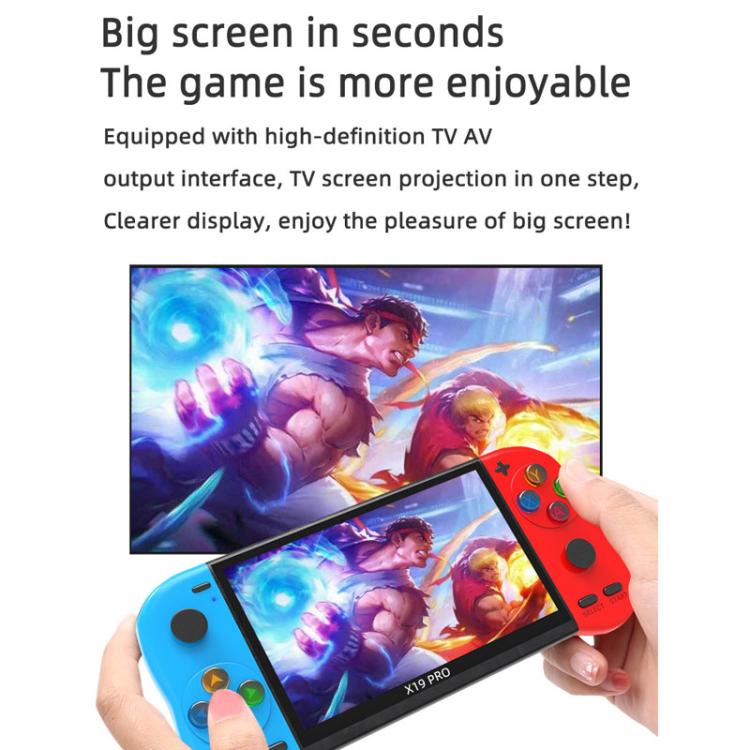 X19 Pro 5.1-inch Screen Handheld Game Console Supports AV TV Output With 8G Memory Card(Blue+Red) by bashfashion