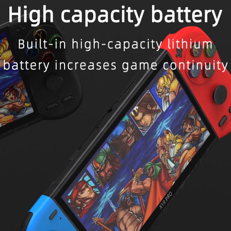 X19 Pro 5.1-inch Screen Handheld Game Console Supports AV TV Output With 8G Memory Card(Blue+Red) by bashfashion