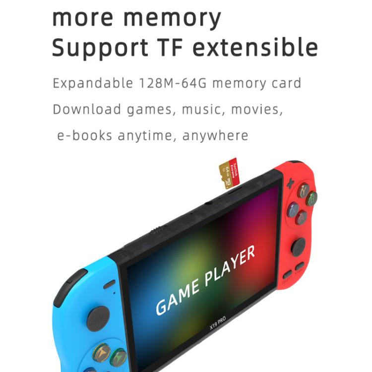 X19 Pro 5.1-inch Screen Handheld Game Console Supports AV TV Output With 8G Memory Card(Blue+Red) by bashfashion