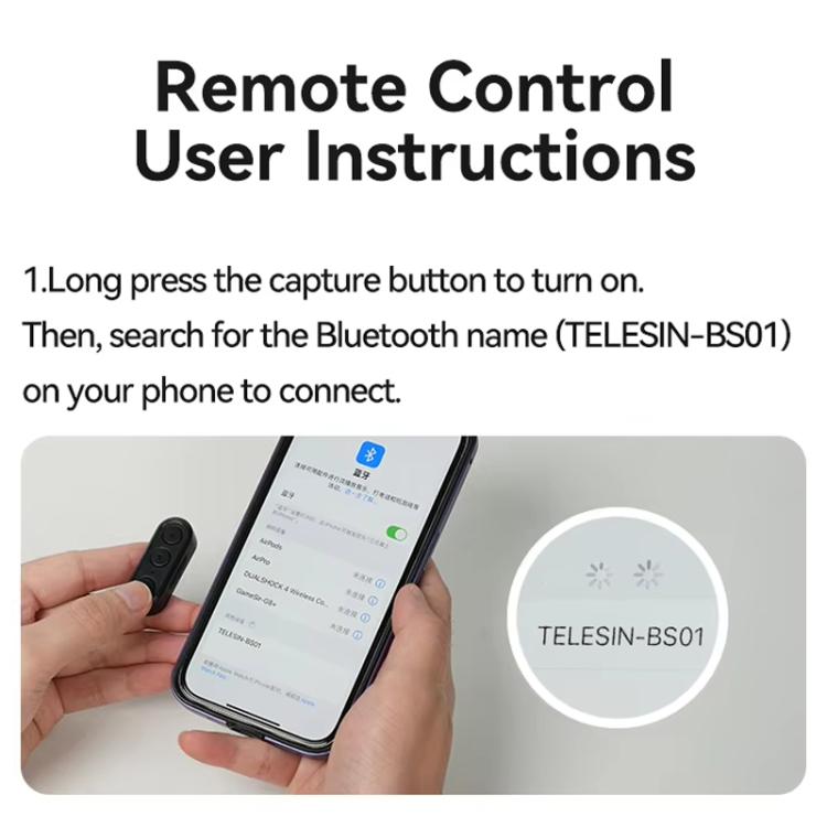 TELESIN P1-HSS-01 Clip Version 3 In 1 Cell Phone Holder Portable Desktop Fixed Bluetooth Remote Control Shooting Support Bracket by TELESIN