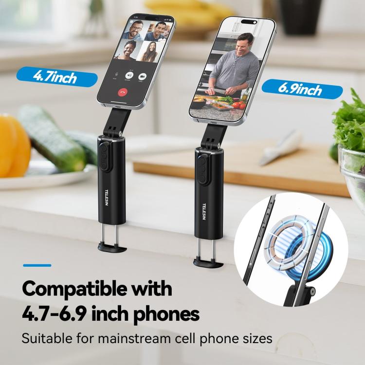TELESIN P1-HSS-02 Magnet Version Remote Control Travel Photo Cell Phone Holder Desktop Fixed Lazy Magnetic Holder by TELESIN