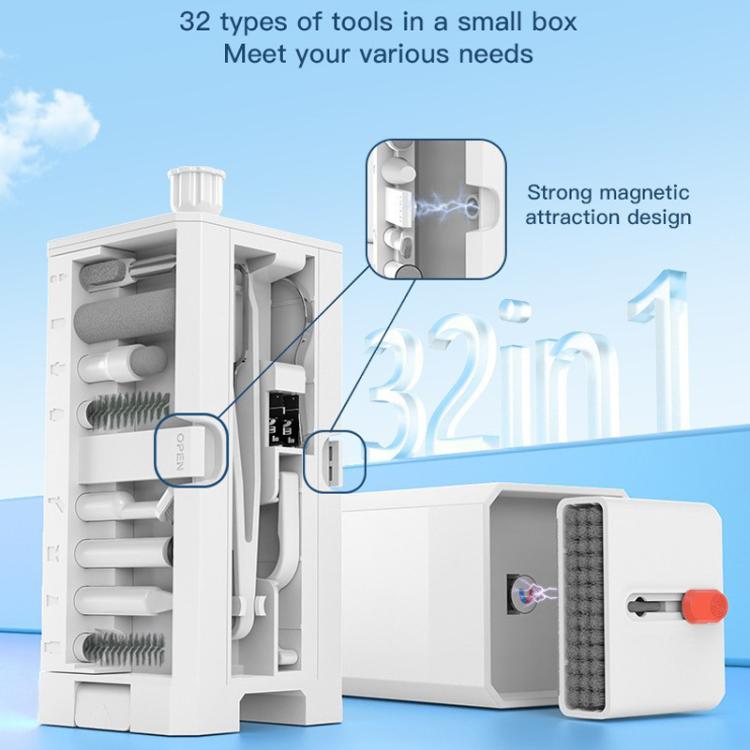 Q32 32 In 1 Multi-function Digital Cleaner Kit Headset Keyboard Screen Computer Cleaning Tools(Black) by bashfashion