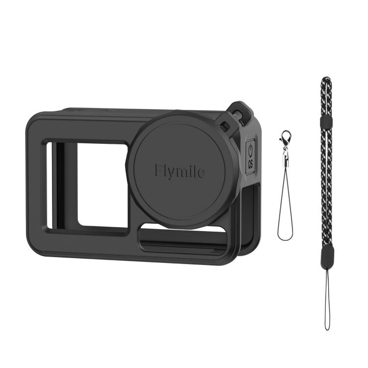 For DJI Osmo Action 3 / 4 / 5 Pro Flymile Silicone Cover Sport Camera Lens Drop Cases(Black) by Flymile