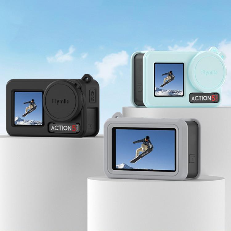 For DJI Osmo Action 3 / 4 / 5 Pro Flymile Silicone Cover Sport Camera Lens Drop Cases(Black) by Flymile