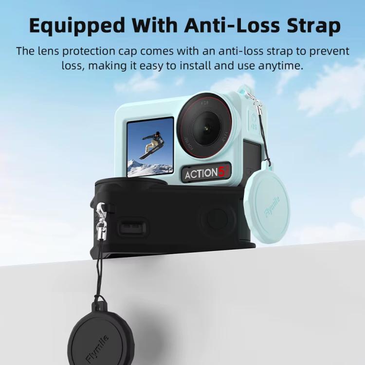 For DJI Osmo Action 3 / 4 / 5 Pro Flymile Silicone Cover Sport Camera Lens Drop Cases(Blue) by Flymile