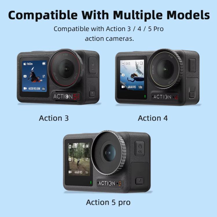 For DJI Osmo Action 3 / 4 / 5 Pro Flymile Silicone Cover Sport Camera Lens Drop Cases(Black) by Flymile