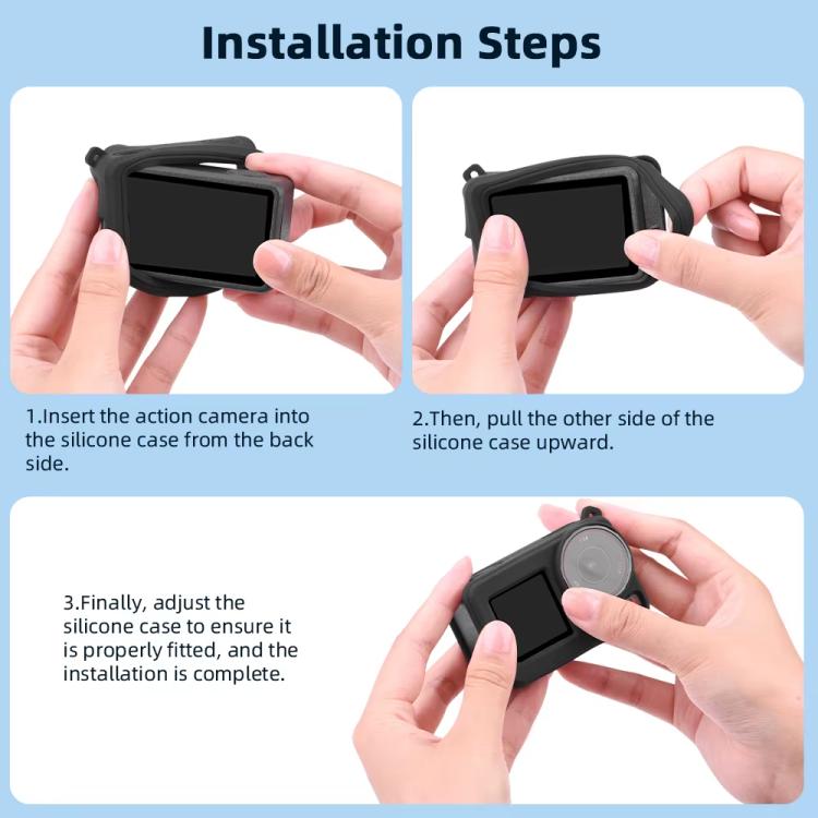 For DJI Osmo Action 3 / 4 / 5 Pro Flymile Silicone Cover Sport Camera Lens Drop Cases(Black) by Flymile