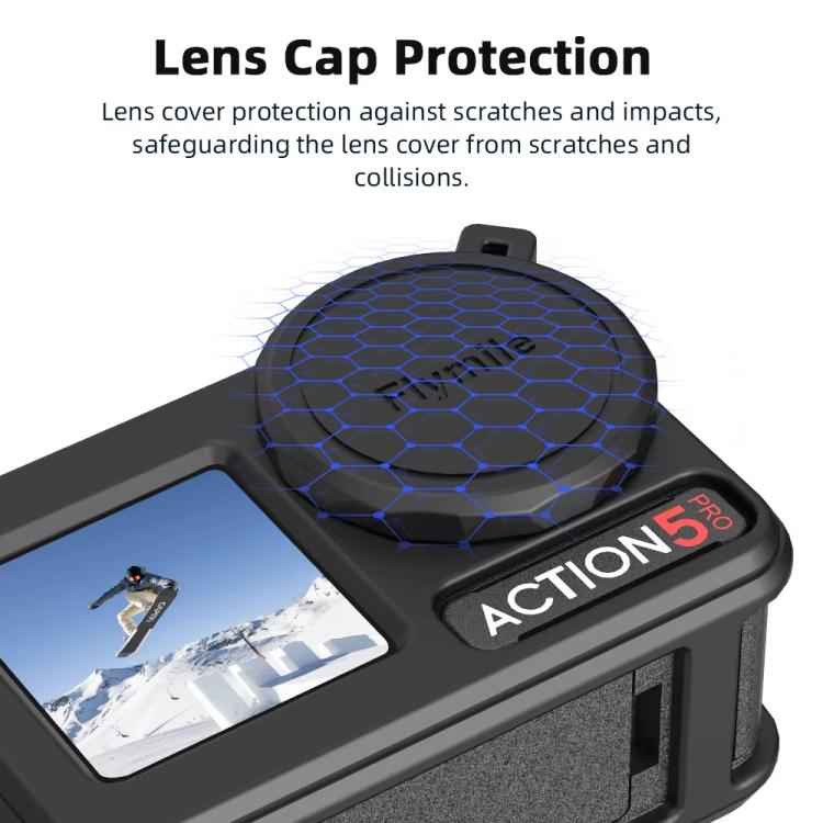 For DJI Osmo Action 3 / 4 / 5 Pro Flymile Silicone Cover Sport Camera Lens Drop Cases(Gray) by Flymile