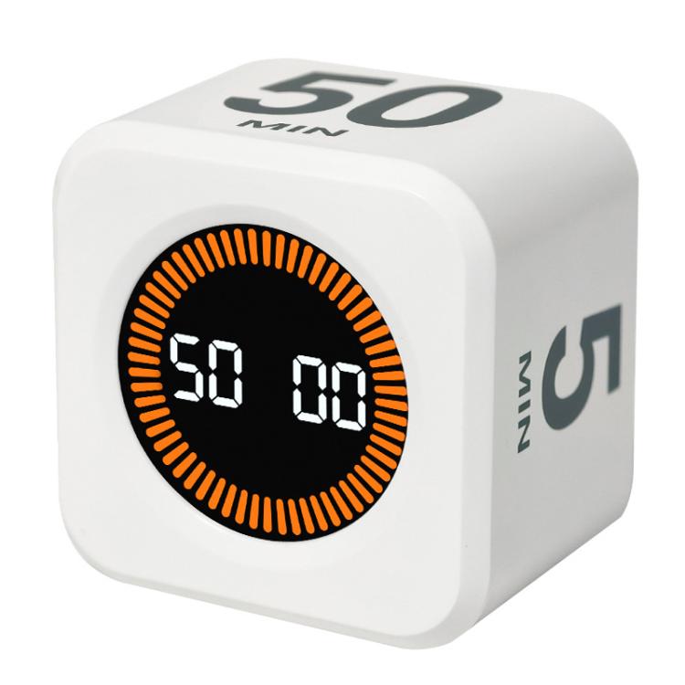Mini Visual Timer Gravity Sensing Cube Flip Learning Fitness Time Management Timer(White) by bashfashion