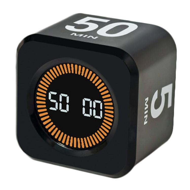 Mini Visual Timer Gravity Sensing Cube Flip Learning Fitness Time Management Timer(Black) by bashfashion