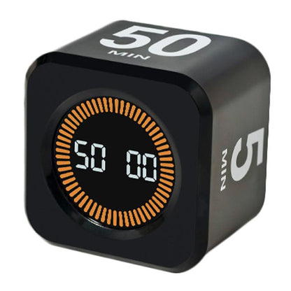 Mini Visual Timer Gravity Sensing Cube Flip Learning Fitness Time Management Timer(Black) by bashfashion