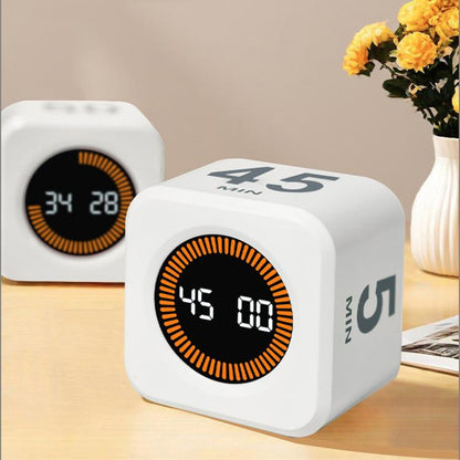 Mini Visual Timer Gravity Sensing Cube Flip Learning Fitness Time Management Timer(Black) by bashfashion