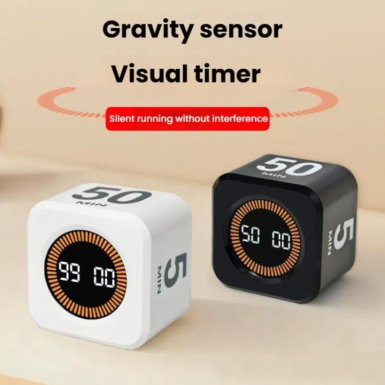 Mini Visual Timer Gravity Sensing Cube Flip Learning Fitness Time Management Timer(White) by bashfashion