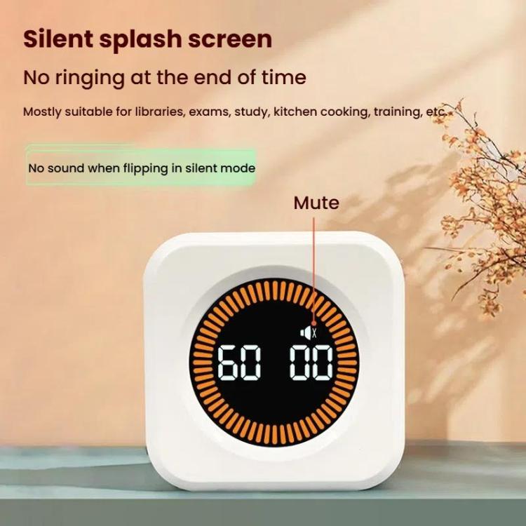 Mini Visual Timer Gravity Sensing Cube Flip Learning Fitness Time Management Timer(White) by bashfashion