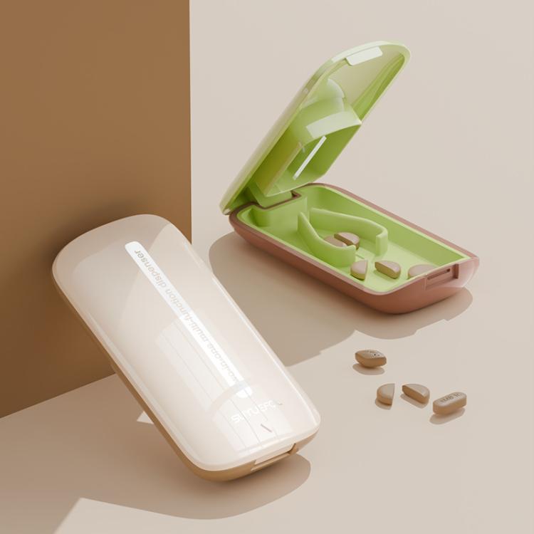 Lightweight Pill Cutter Box Portable Tablet Cutting Dispensing Pill Box(Matcha Green) by bashfashion