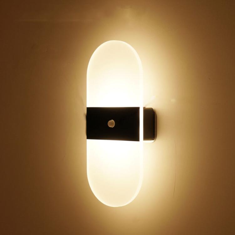 Magnetic Acrylic Smart Induction Night Light Rechargeable Wall Lamp Bedroom Bedside Lamp Black Arc Warm Light by bashfashion