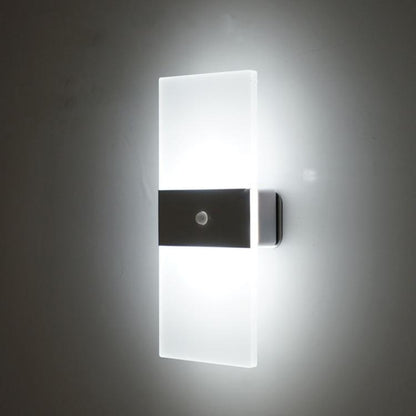 Magnetic Acrylic Smart Induction Night Light Rechargeable Wall Lamp Bedroom Bedside Lamp White Rectangular White Light by bashfashion