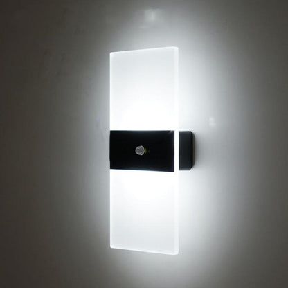 Magnetic Acrylic Smart Induction Night Light Rechargeable Wall Lamp Bedroom Bedside Lamp Black Rectangular White Light by bashfashion