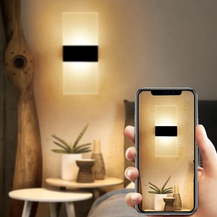 Magnetic Acrylic Smart Induction Night Light Rechargeable Wall Lamp Bedroom Bedside Lamp Black Rectangular Warm Light by bashfashion