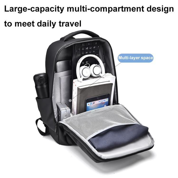 OUMANTU 2103 Large Capacity Multi-Compartment Waterproof Laptop Backpack With USB Port(Black) by OUMANTU