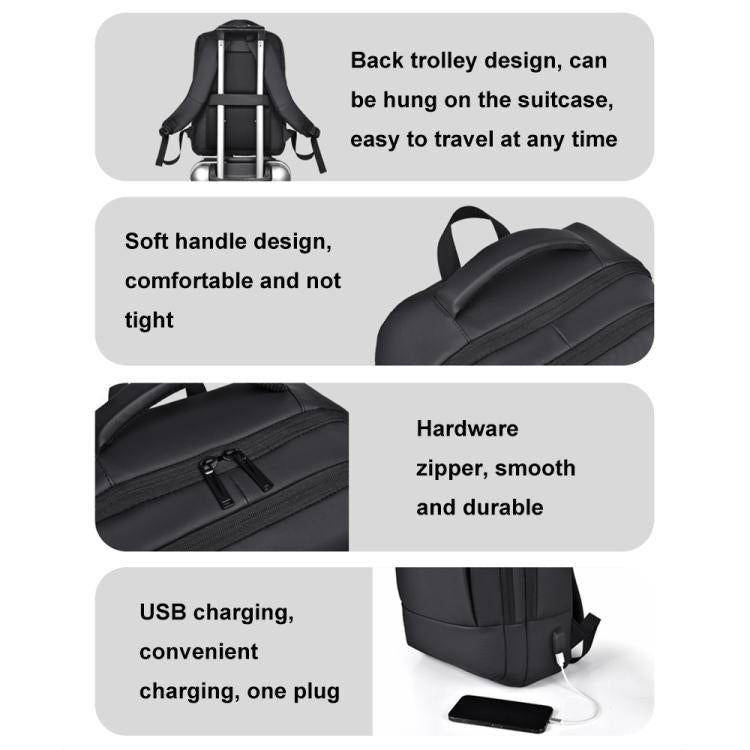 OUMANTU 2103 Large Capacity Multi-Compartment Waterproof Laptop Backpack With USB Port(Black) by OUMANTU