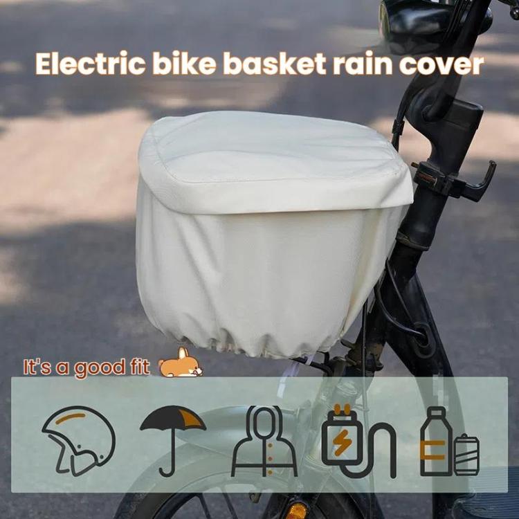E-bike Basket Sunscreen Cover Hanging Bag Rainproof Cover Storage Bag(Beige) by bashfashion